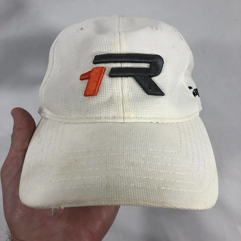 TaylorMade 1R Golf Hat White Embordered Baseball Cap Adjustable Polyester OSFM